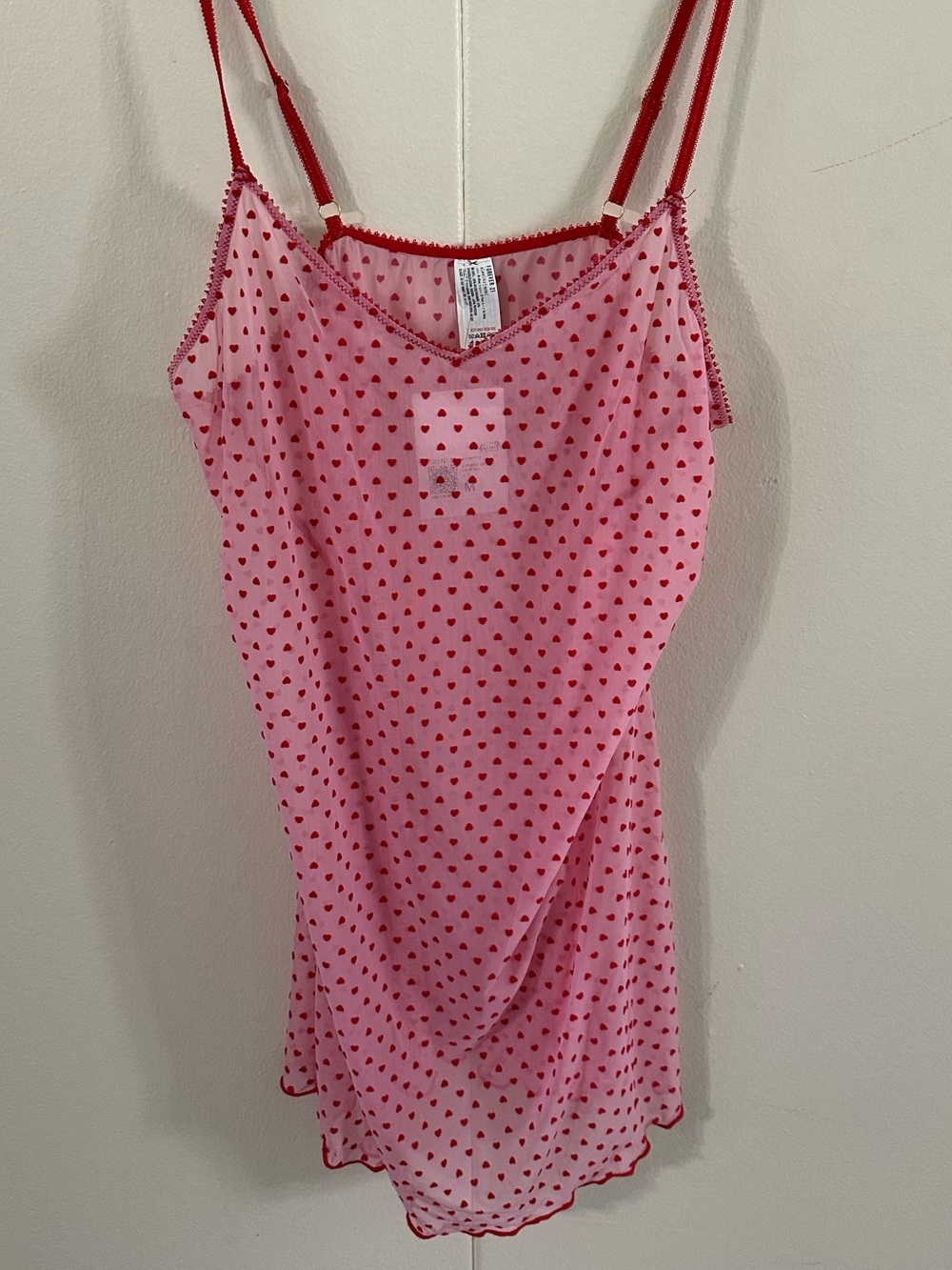 Forever 21 Lingerie Slip Dress Pink with Red Hearts NWT